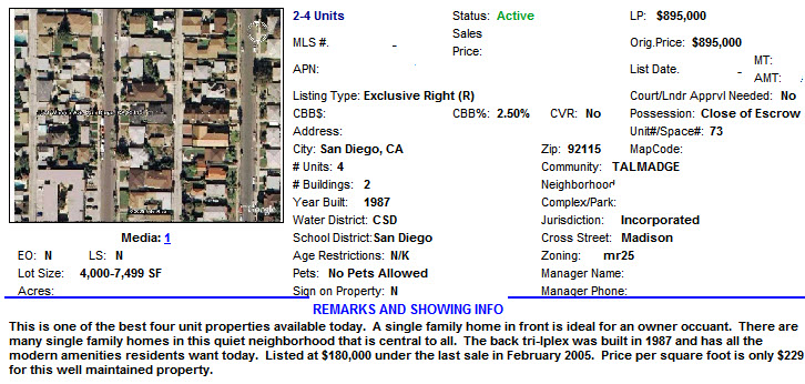 San Diego investment property - San Diego income property